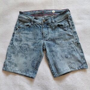 s.Oliver Slim Fit Denim Shorts Mens 32 Light Blue Floral Pattern Straight Cut